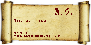 Misics Izidor névjegykártya